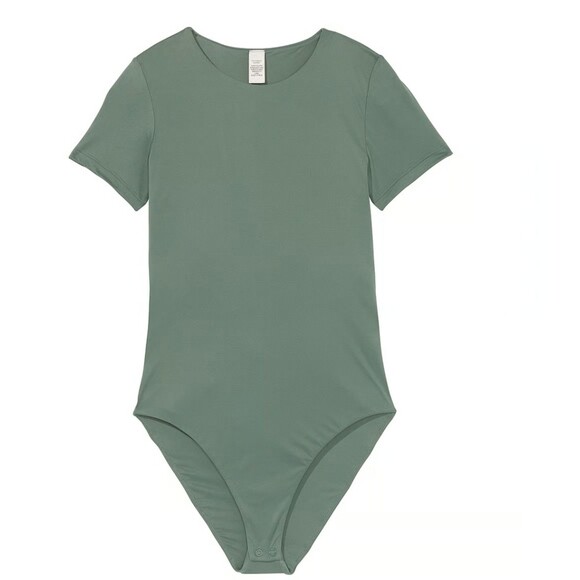 Victorias secret FeatherSoft BODYWEAR Short-Sleeve Bodysuit L, Sage Green - Picture 1 of 5